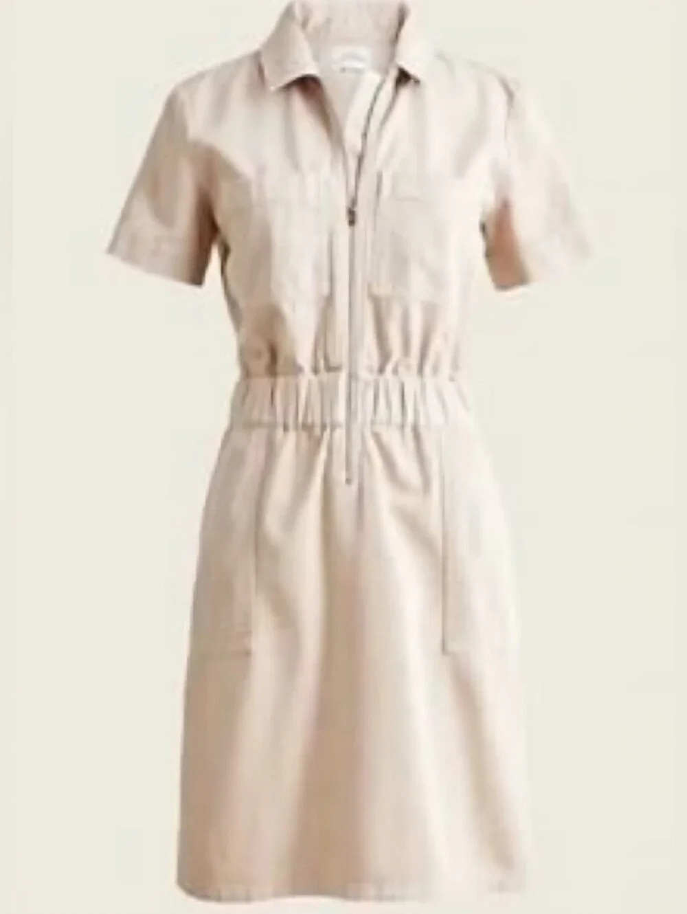 J. Crew | Short Sleeve Zip-Front Chino Utility Dress | Blush-Tan | Size 6